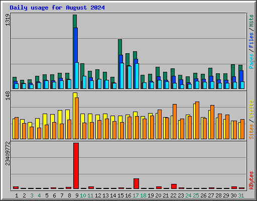 Daily usage for August 2024