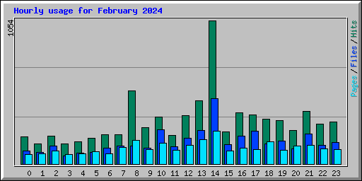 Hourly usage for February 2024